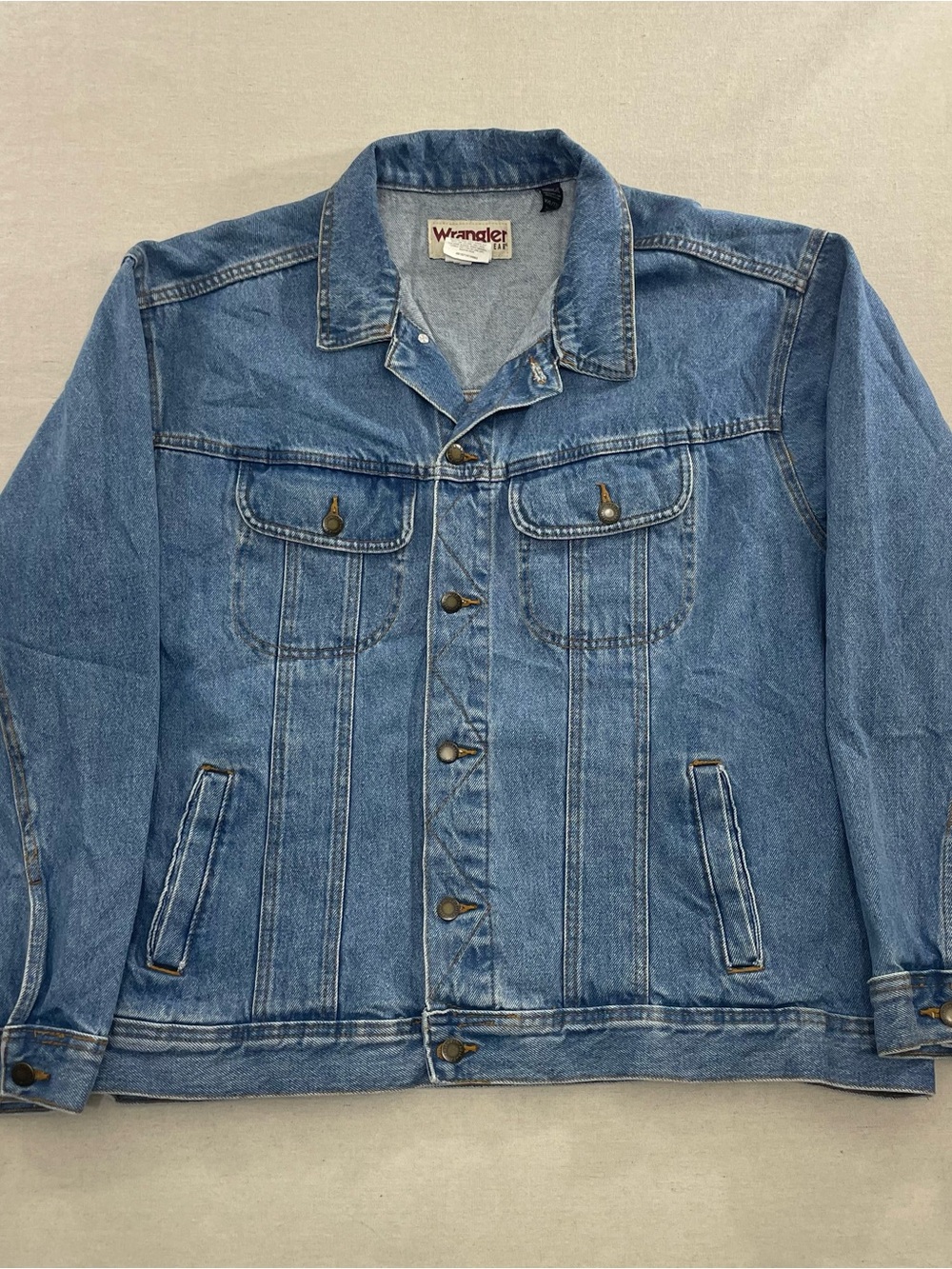 Vintage Wrangler Rugged Wear Denim Jacket Blue Men's XXL RJK30VI Western Trucker